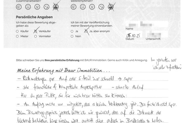 Bewertung von Frau M.