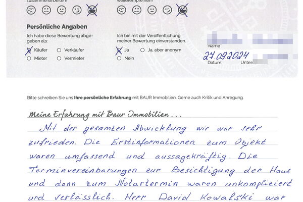 Bewertung von Familie B.