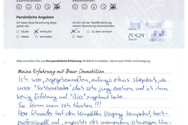 Bewertung von Herr A.