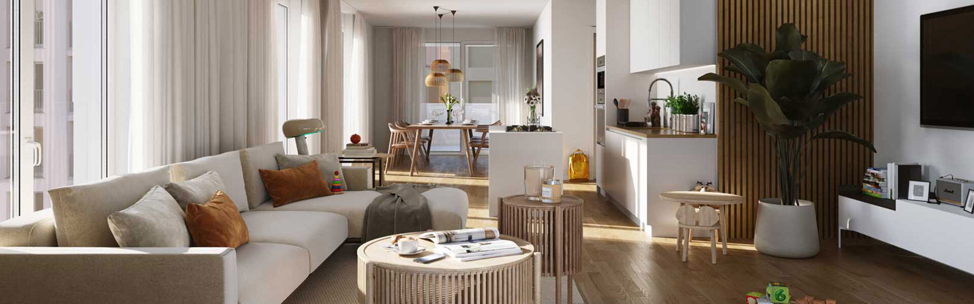 Eigentumswohnung Weingarten kaufen – offener Wohnbereich mit Balkon, 3-Zimmer-Wohnung