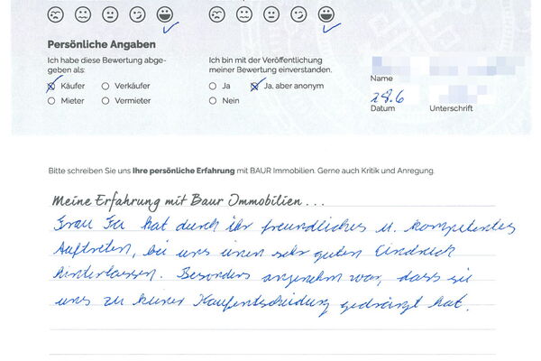 Bewertung von Frau B. und Herr K.