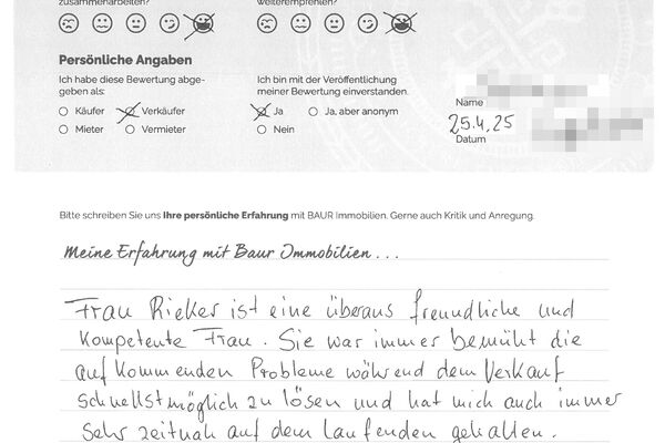 Bewertung von Herr S.