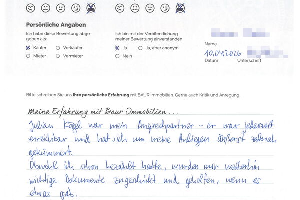 Bewertung von Herr M.