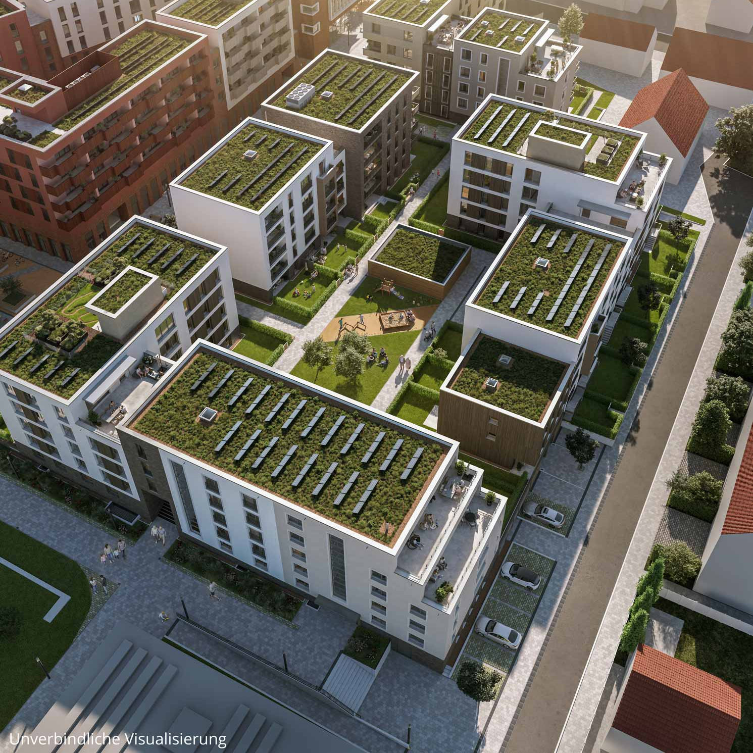Wohnungen Weingarten kaufen – Luftansicht Quartier BUWOG Martinshöfe, Weingarten 88250