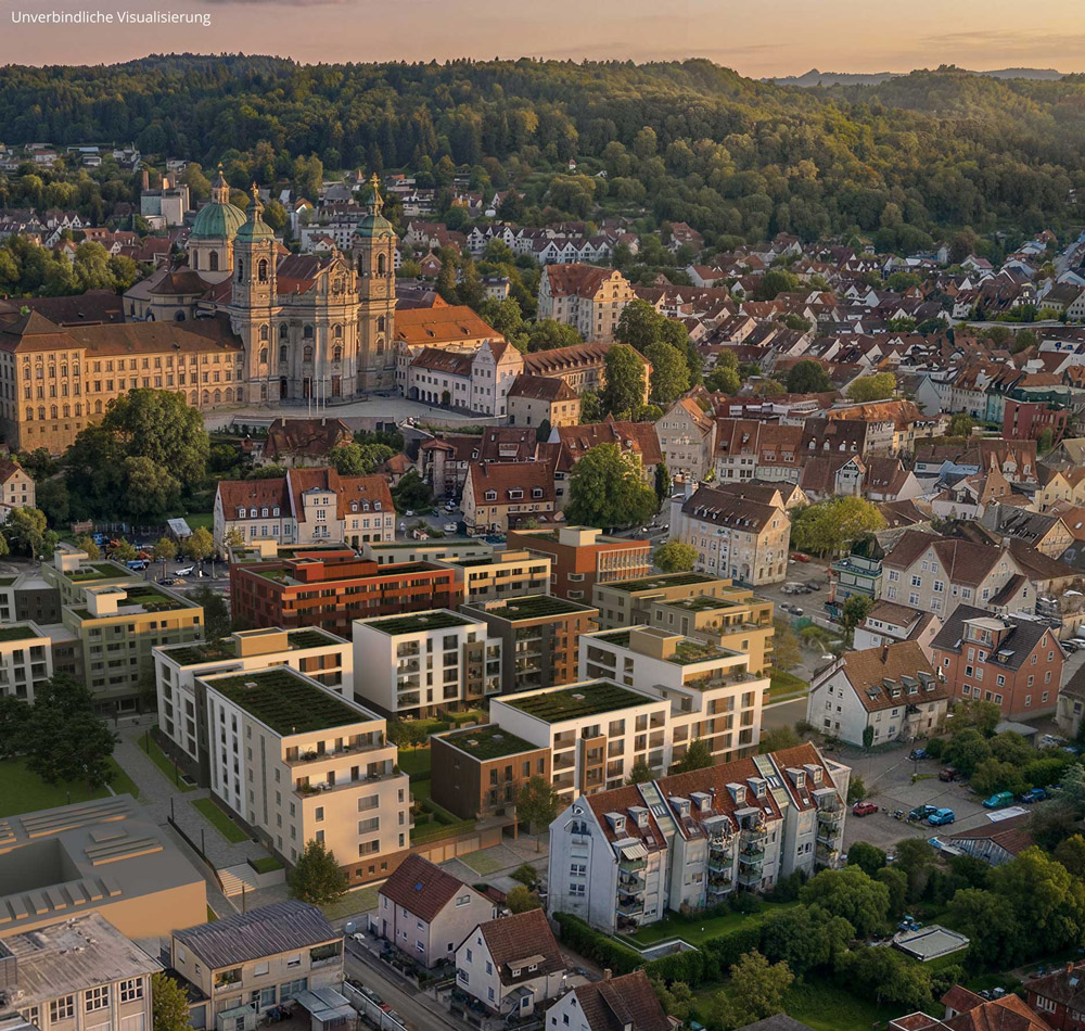 Luftansicht Quartier BUWOG Martinshöfe, Weingarten 88250